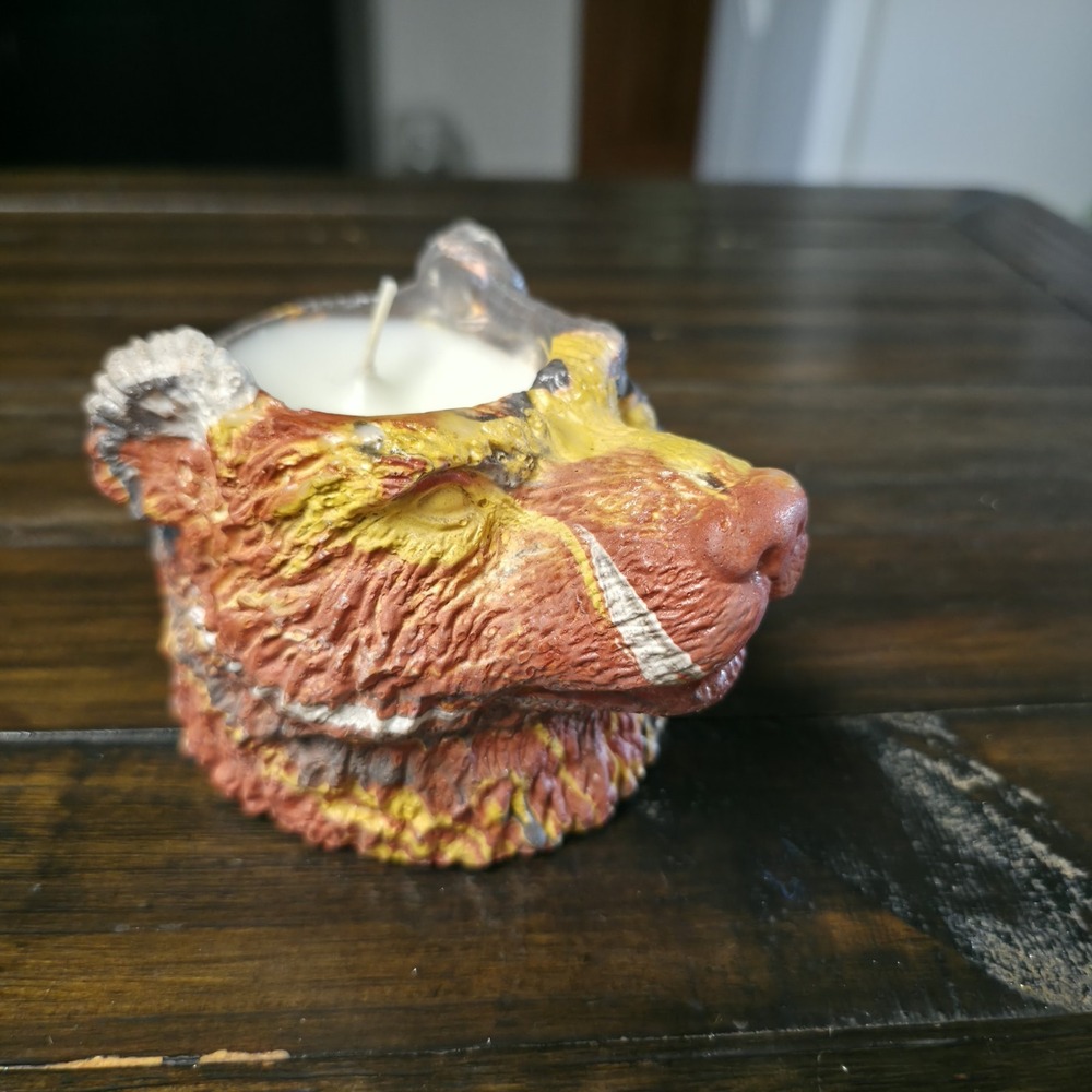 Vtg Wolf Head Candle Holder Indian Love Tennessee Resin Figure Statue Bust 3D